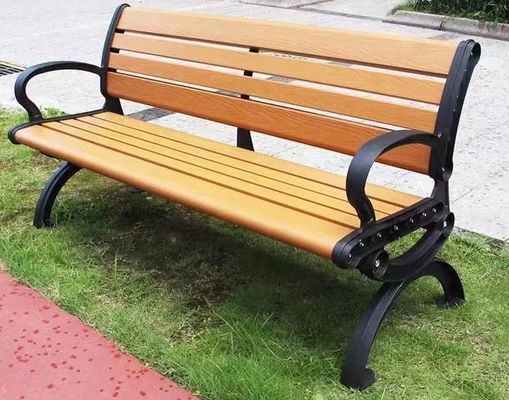 Υπαίθριο σύγχρονο σαλονιών μακρύ ξύλινο αποθήκευσης πάγκων WPC επιτραπέζιων εδρών κήπων δημόσιο πάρκων πλαστικό χάλυβα σιδήρου μετάλλων ξύλινο